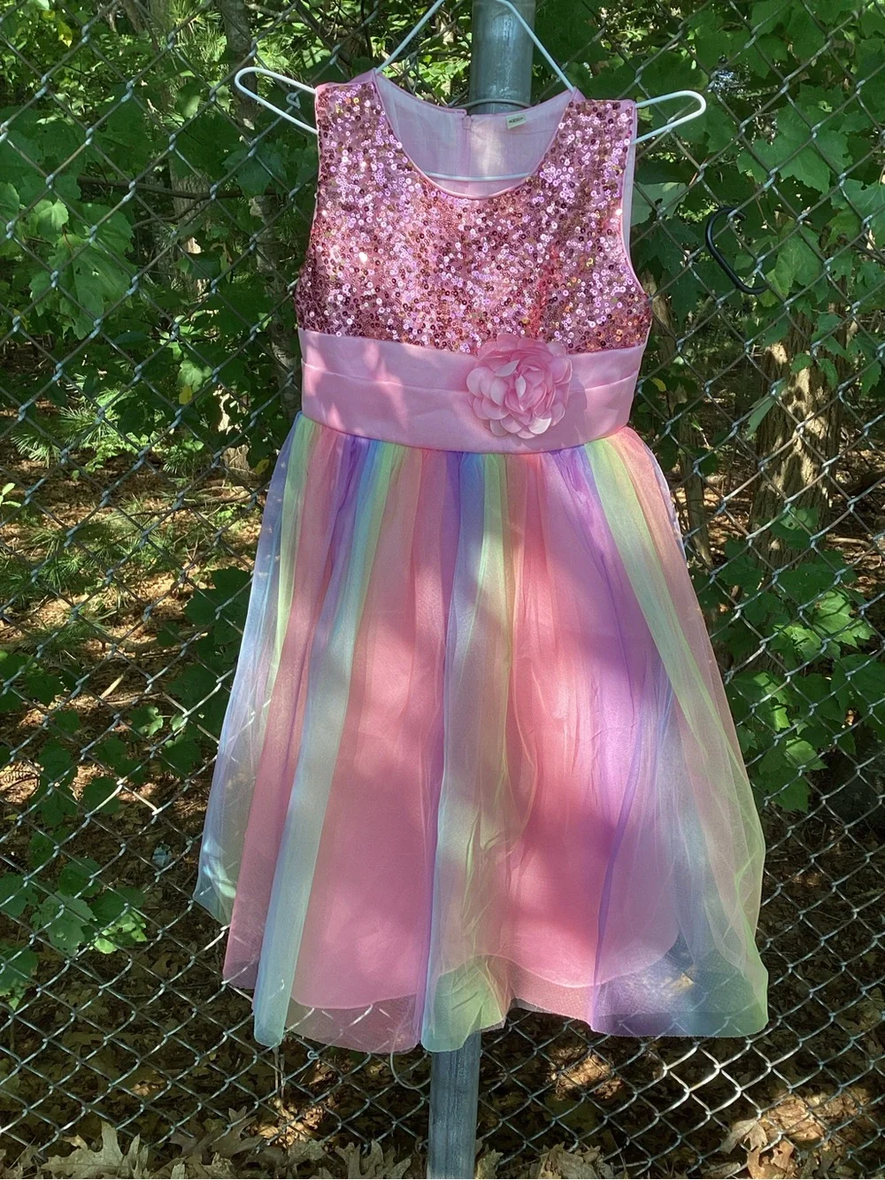 160 14 Rainbow Tutu Maxi Gown Sleeveless Sparkle Top Bodice